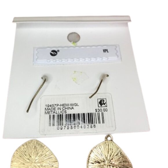 evie & emma Gold Graduated Hematite Stone Encrusted Triple Drop Earrings Black - Picture 3 of 6